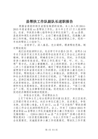 县帮扶工作队副队长述职报告