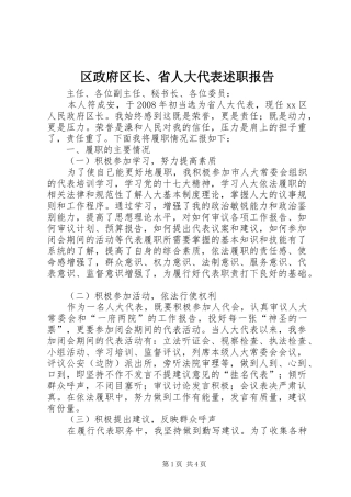 区政府区长、省人大代表述职报告