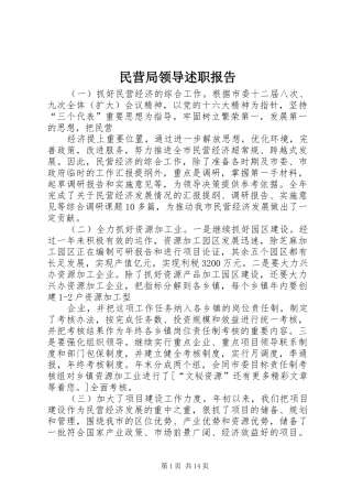 民营局领导述职报告