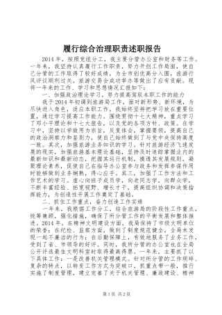 履行综合治理职责述职报告