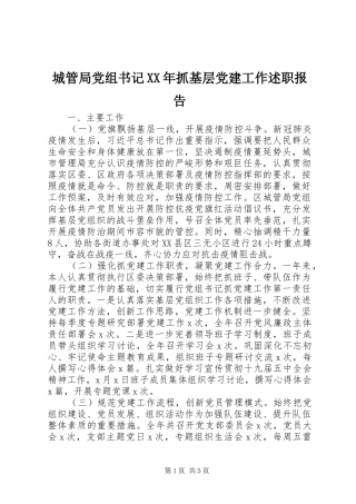 城管局党组书记XX年抓基层党建工作述职报告