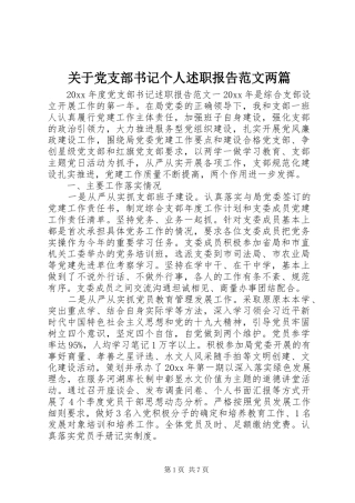 关于党支部书记个人述职报告范文两篇