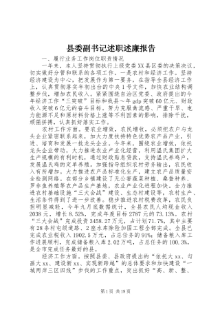 县委副书记述职述廉报告