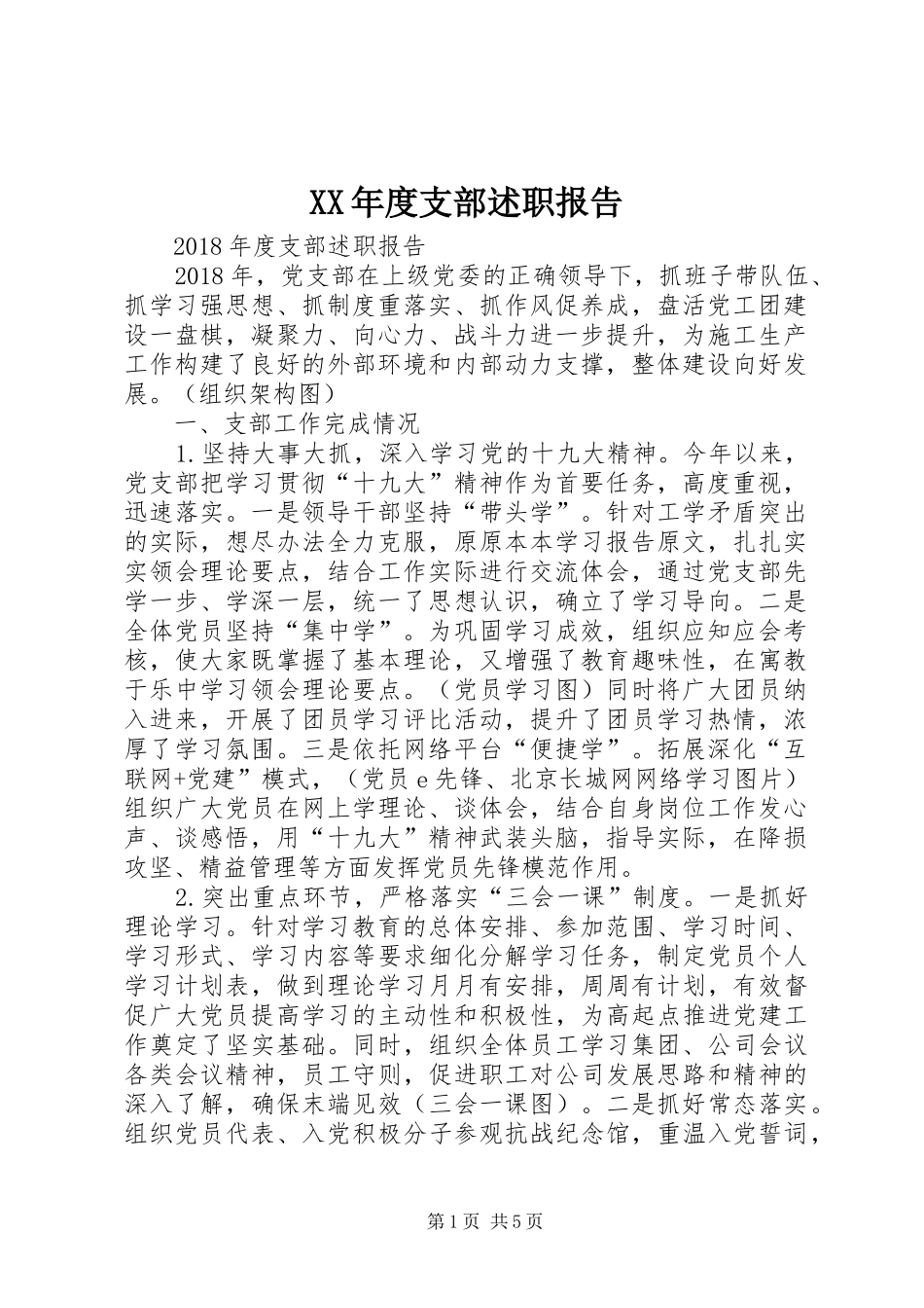 XX年度支部述职报告_第1页