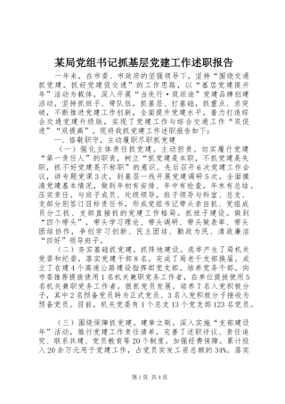 某局党组书记抓基层党建工作述职报告