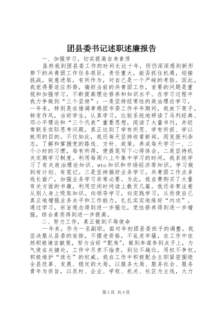 团县委书记述职述廉报告