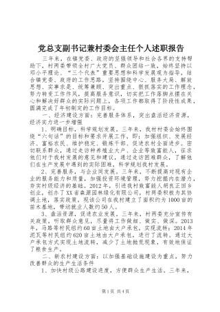 党总支副书记兼村委会主任个人述职报告