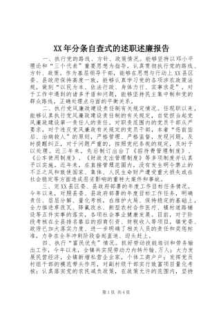 XX年分条自查式的述职述廉报告