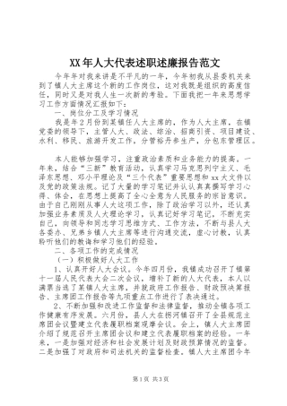 XX年人大代表述职述廉报告范文