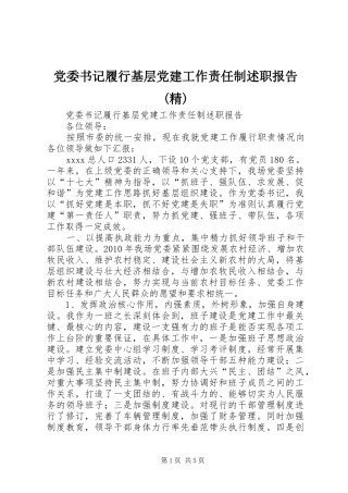 党委书记履行基层党建工作责任制述职报告(精)