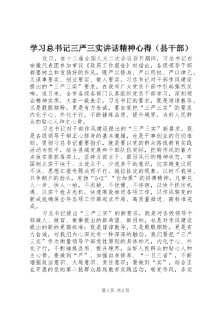 学习总书记三严三实讲话精神心得（县干部）