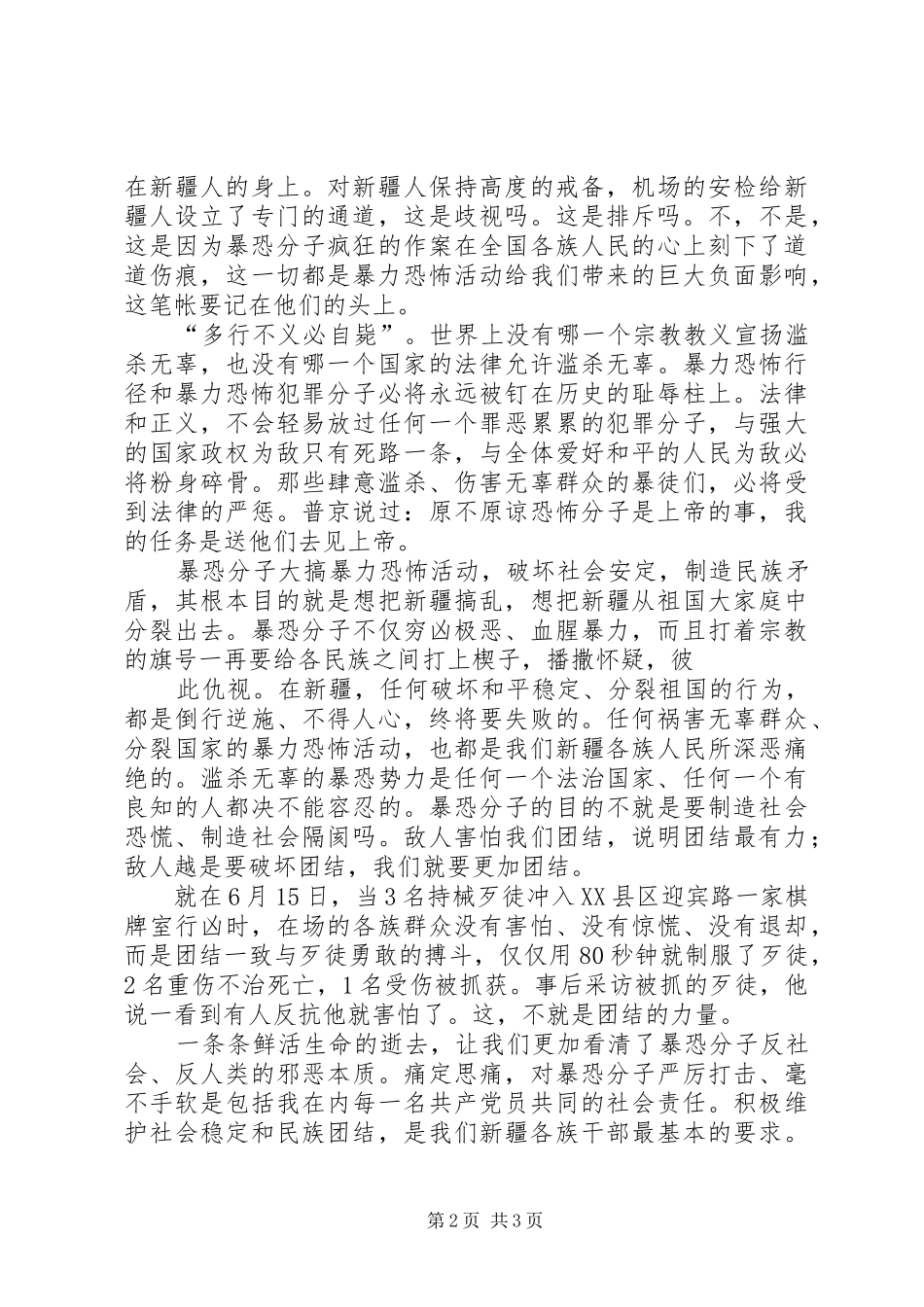 莫让“暴力恐怖”成为新疆的标签(演讲稿)_第2页