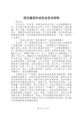 项目建设年动员会发言材料