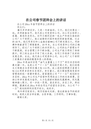 在公司春节团拜会上的讲话
