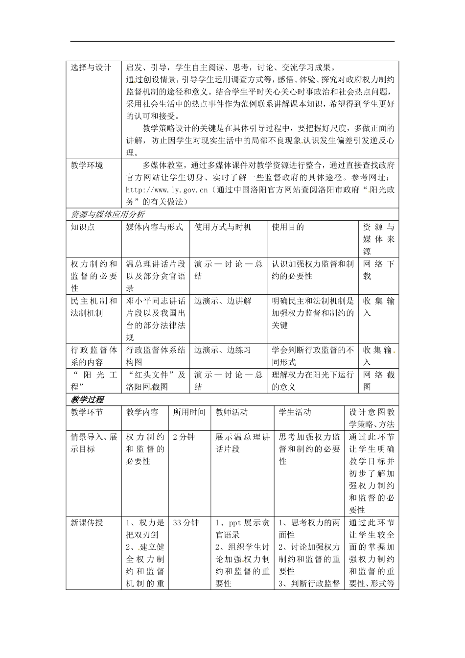 河南省洛阳市第二外国语学校高三政治-权力的行使：需要监督-教案-新人教版_第2页