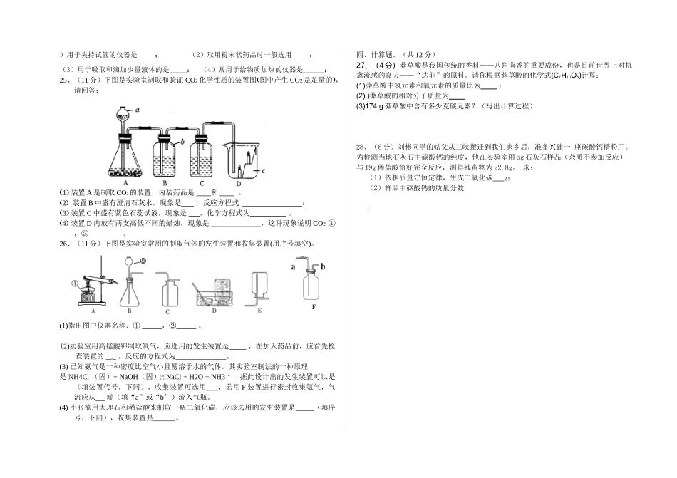 新河中学2018-2019学年第一学期九年级第三次月考化学试卷_第3页