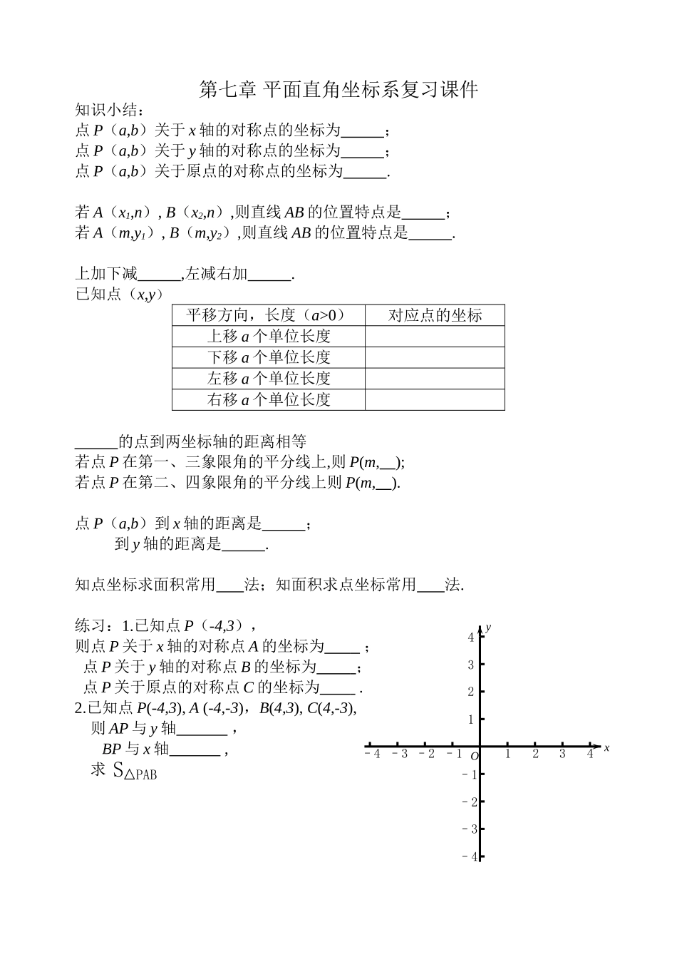 第七章-平面直角坐标系-复习课_第1页
