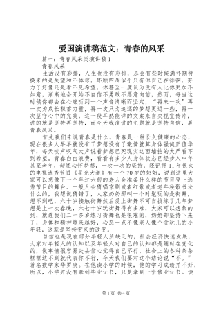 爱国演讲稿范文：青春的风采