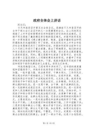 政府全体会上讲话