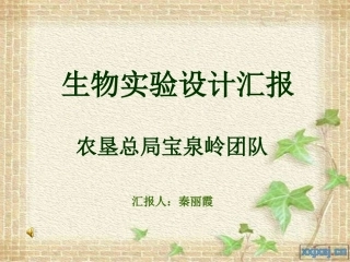 宝泉岭实验设计汇报