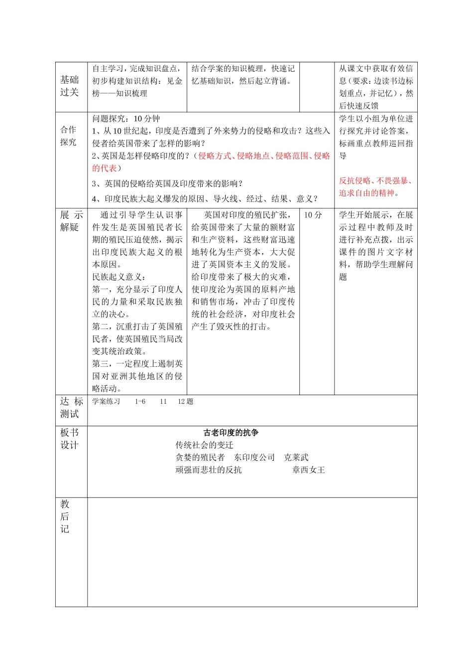 [名校联盟]山东省邹平县实验中学九年级历史上册第9课《古老印度的抗争》教案_第2页