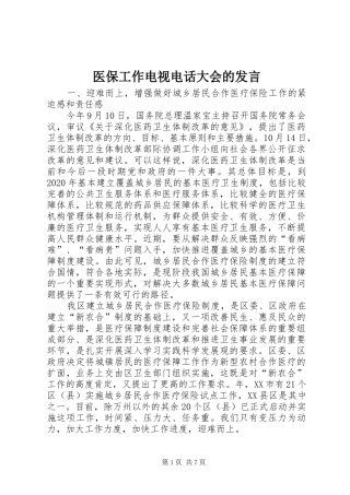医保工作电视电话大会的发言