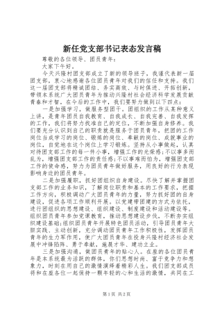 新任党支部书记表态发言稿