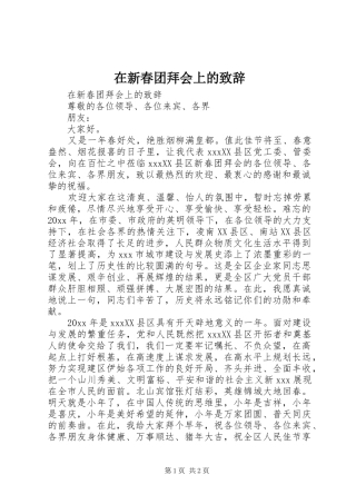 在新春团拜会上的致辞
