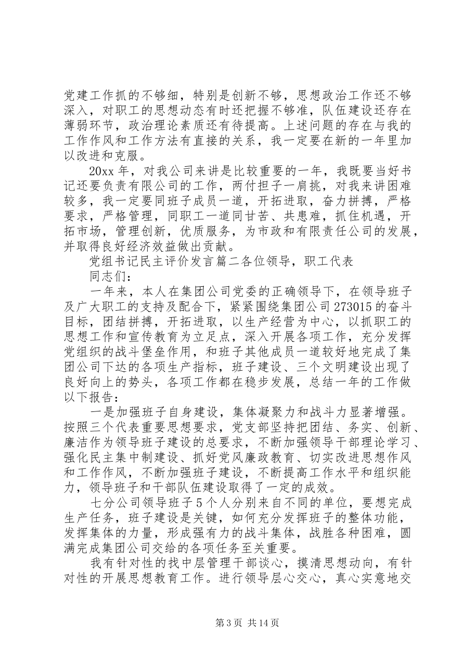 党组书记民主评价发言_第3页