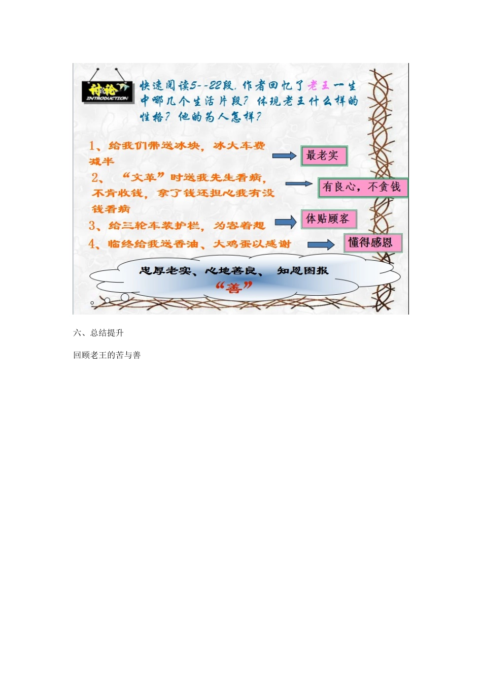 (部编)初中语文人教2011课标版七年级下册《老王》第一课时教学设计_第3页