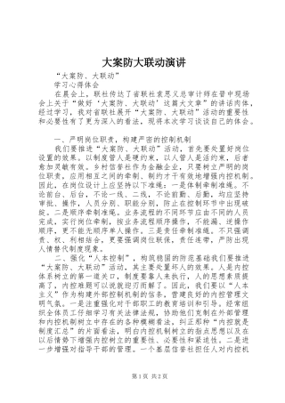 大案防大联动演讲