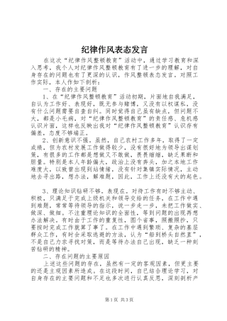 纪律作风表态发言