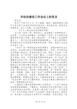 市法治建设工作会议上的发言