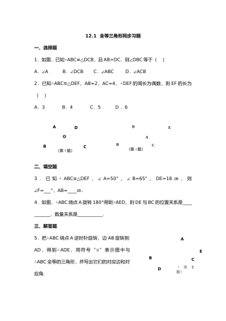 12.1-全等三角形的同步练习.1全等三角形同步习题