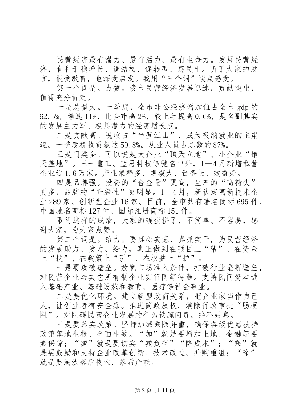民营经济座谈会发言_第2页