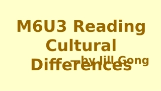 Reading(2)：Culturaldifferences