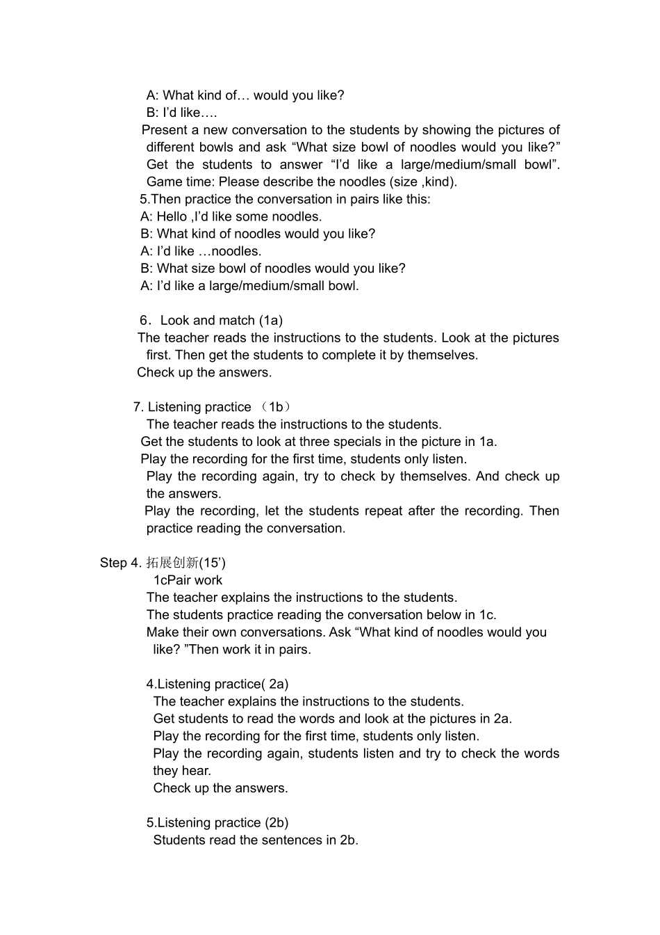 七年级英语下Unit8I'dlikesomenoodlesSectionAperiod1教案_第3页