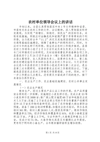 农村单位领导会议上的讲话