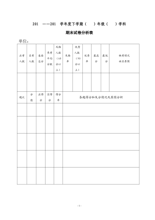 期末成绩统计分析表