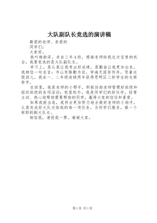 大队副队长竞选的演讲稿
