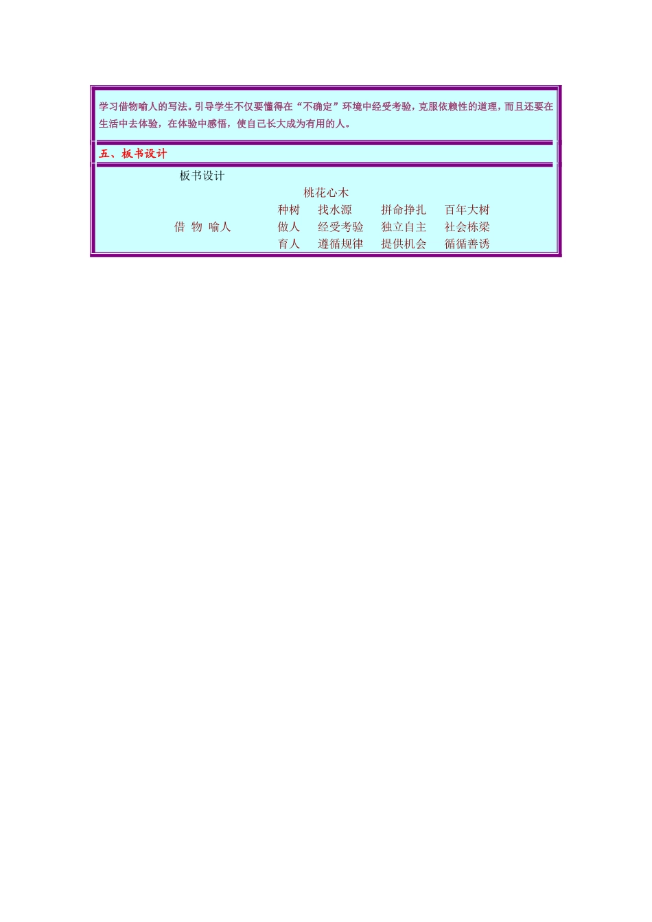 《桃花心木》教学设计方案_第3页
