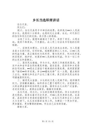 乡长当选即席讲话