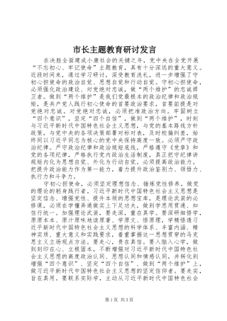 市长主题教育研讨发言