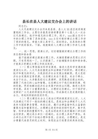县长在县人大建议交办会上的讲话