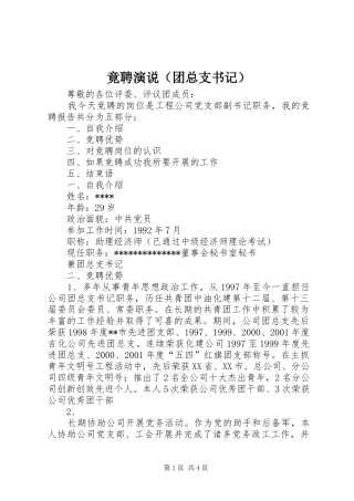 竟聘演说（团总支书记）