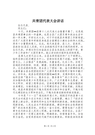 共青团代表大会讲话