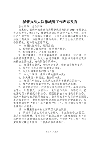 城管执法大队作城管工作表态发言
