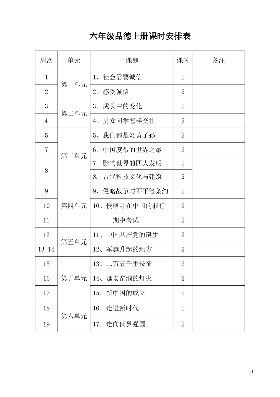 未来版六年级上册品德与社会教案_第1页