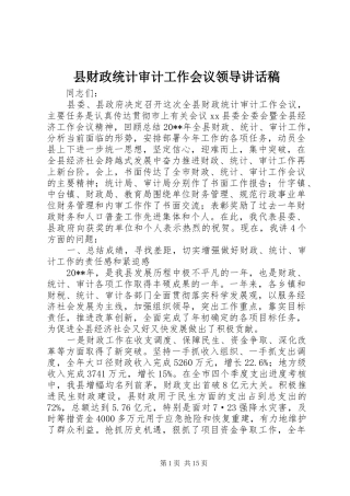 县财政统计审计工作会议领导讲话稿