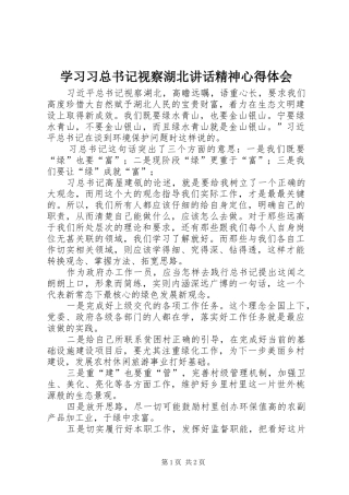 学习习总书记视察湖北讲话精神心得体会